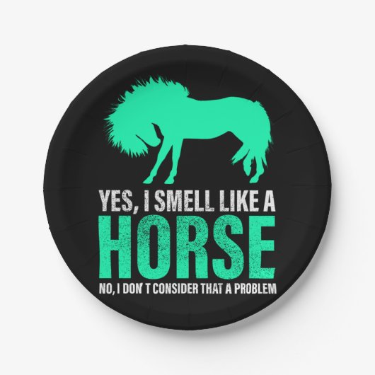 Assiettes En Carton Vert Oui Je Sens Comme Un Cheval (Devant)
