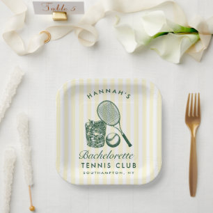 Assiettes En Carton Vert Rétro Dernier Swing Avant La Bague Tennis Bac