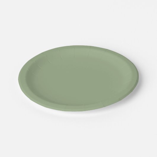 Assiettes En Carton Vert Sage moderne Couleur uni (Angle)