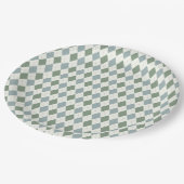 Assiettes En Carton Verte et Jacquard Taupe Motif-Élégant Versatile (Angle)