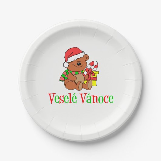 Assiettes En Carton Vesele Vanoce Tchèque Plaques d'ours de Noël (Devant)