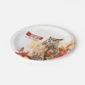 Assiettes En Carton Vestiges d'automne Hibou - Fête d'anniversaire - (Angle)