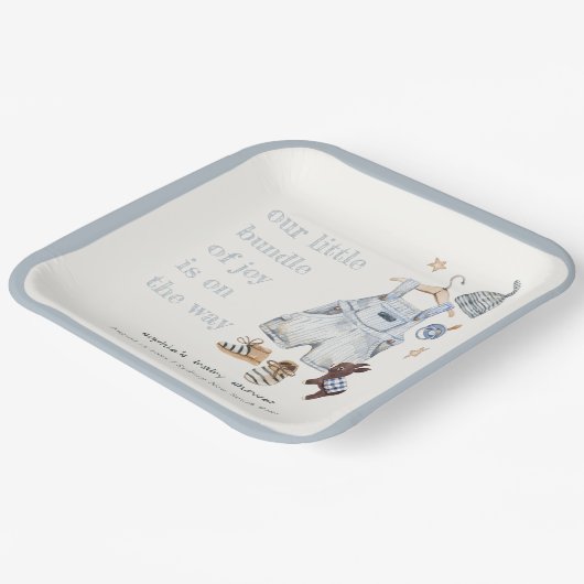 Assiettes En Carton Vêtements Bébé mignons Essentials Baby shower Garç (Angulaire)