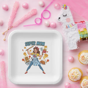 Assiettes En Carton Vêtements de dessin animé vintage de cuisine de su