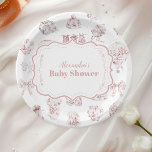 Assiettes En Carton Vêtements Roses Toile De Jouy Baby shower<br><div class="desc">Ajoutez une touche d'élégance à votre baby shower avec nos Plaques de Baby shower Toile De Jouy Bow. Conçues avec le motif classique et complexe Toile De Jouy, ces assiettes présentent de charmantes scènes pastorales qui incarnent le raffinement et le charme intemporels. Le délicat accent arc améliore le design, faisant...</div>