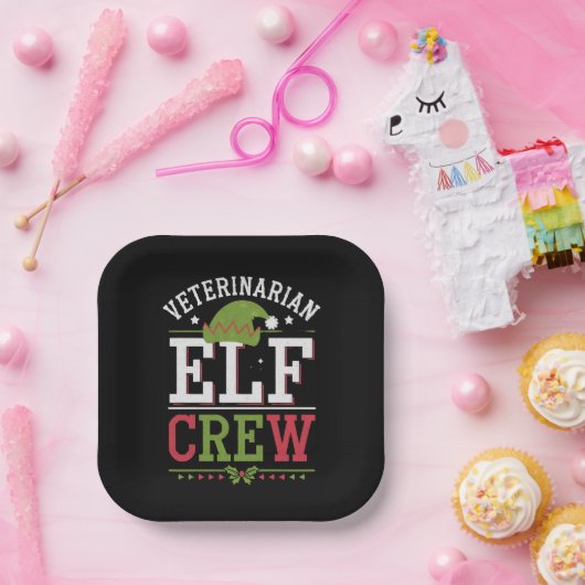 Assiettes En Carton Vétérinaire Elf de Noël Technicien vétérinaire (Fête)