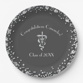 Assiettes En Carton Veterinarian Graduation Grey Silver