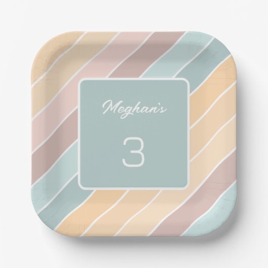 Assiettes En Carton Vibe d'été moderne personnalisée Couleurs crémeuse (Recto)
