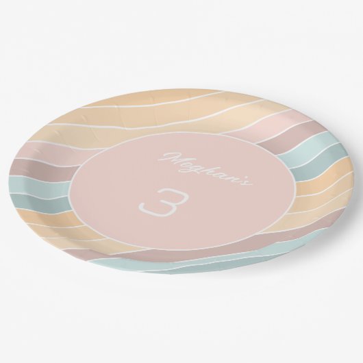 Assiettes En Carton Vibe d'été moderne personnalisée Couleurs crémeuse (Angle)