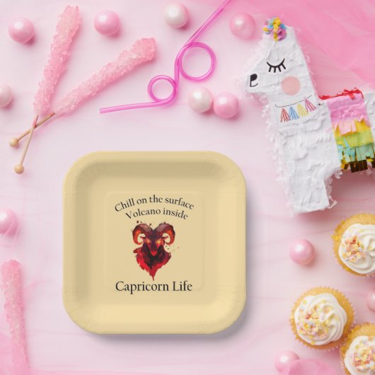 Assiettes En Carton Vibes Capricorne. Plaque d'anniversaire (Fête)