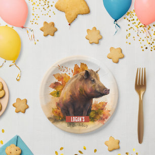 Assiettes En Carton Vibes d'automne Boar - fête d'anniversaire -