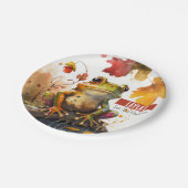 Assiettes En Carton Vibes d'automne Grenouille - fête d'anniversaire - (Angle)