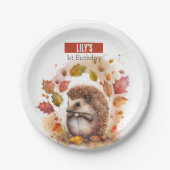 Assiettes En Carton Vibes d'automne Hérisson - Fête d'anniversaire - (Devant)