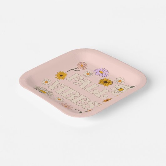 Assiettes En Carton Vibes de automne roses (Angulaire)
