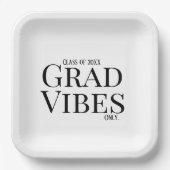 Assiettes En Carton Vibes de diplôme uniquement blanc/noir (Recto)