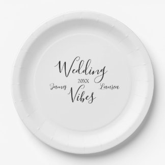 ASSIETTES EN CARTON VIBES DE MARIAGE NOM DU COUPLE 20XX BEAU COUPLE MA