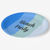 Assiettes En Carton Vibes De Plage, Bleues (Angle)