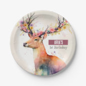 Assiettes En Carton Vibes de printemps Cerf - fête d'anniversaire - (Devant)
