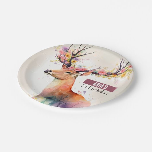 Assiettes En Carton Vibes de printemps Cerf - fête d'anniversaire - (Angle)