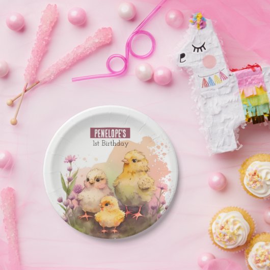 Assiettes En Carton Vibes de printemps Chicks - fête d'anniversaire - (Fête)