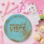 Assiettes En Carton Vibes de sirène - Typographie de la Parties scinti (Fête)
