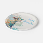 Assiettes En Carton Vibes d'été Aquarelle chèvre - Joyeux anniversaire (Angle)