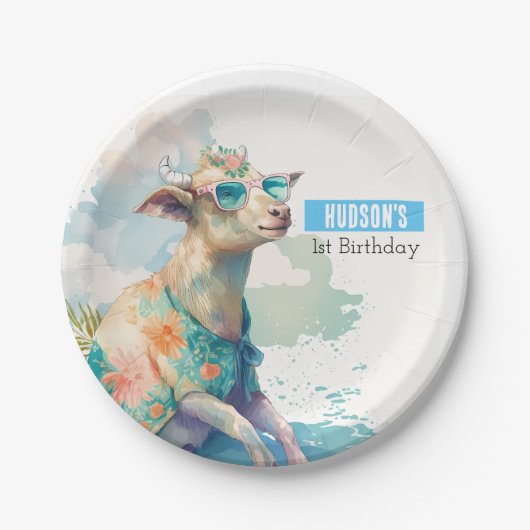 Assiettes En Carton Vibes d'été Chèvre - fête d'anniversaire - (Devant)