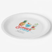 Assiettes En Carton Vibes d'été Cocktail Fruit Bleu Anniversaire (Angle)