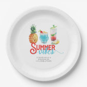 Assiettes En Carton Vibes d'été Cocktail Fruit Bleu Anniversaire (Devant)