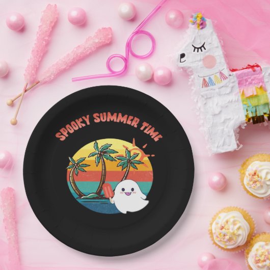 Assiettes En Carton Vibes d'été - Éffrayant temps d'été classique (Fête)
