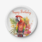Assiettes En Carton Vibes d'été Parrot - Anniversaire (Devant)