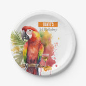 Assiettes En Carton Vibes d'été Parrot - Fête d'anniversaire - (Devant)