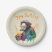 Assiettes En Carton Vibes d'été Singe - Anniversaire (Devant)
