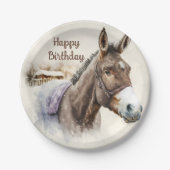 Assiettes En Carton Vibes d'hiver Aquarelle âne - fête d'anniversaire (Devant)
