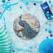 Assiettes En Carton Vibes d'hiver Aquarelle Peacock - Anniversaire (Fête)