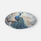 Assiettes En Carton Vibes d'hiver Aquarelle Peacock - Anniversaire (Angle)