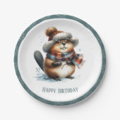 Assiettes En Carton Vibes d'hiver Beaver - Anniversaire (Devant)