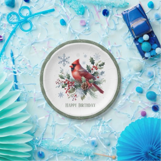 Assiettes En Carton Vibes d'hiver Cardinal du Nord - Anniversaire (Fête)