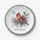 Assiettes En Carton Vibes d'hiver Cardinal du Nord - Anniversaire (Devant)