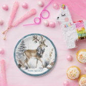 Assiettes En Carton Vibes d'hiver Cerf à queue blanche Anniversaire (Fête)