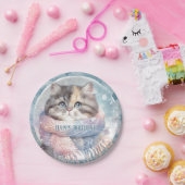 Assiettes En Carton Vibes d'hiver Chat avec Écharpe Anniversaire (Fête)