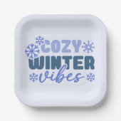 Assiettes En Carton Vibes d'hiver confortables - Typographie du flocon (Recto)