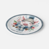 Assiettes En Carton Vibes d'hiver Écharpe de porc et Casquette - Anniv (Angle)