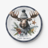 Assiettes En Carton Vibes d'hiver Moose - Anniversaire (Devant)