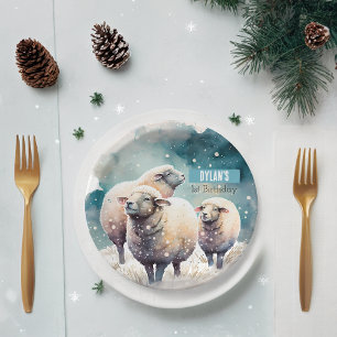 Assiettes En Carton Vibes d'hiver Mouton - Fête d'anniversaire -