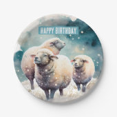 Assiettes En Carton Vibes d'hiver Mouton - Fête d'anniversaire - (Devant)