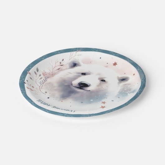 Assiettes En Carton Vibes d'hiver Ours polaire Anniversaire (Angle)
