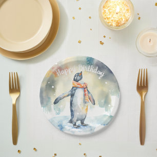 Assiettes En Carton Vibes d'hiver Penguin - fête d'anniversaire -