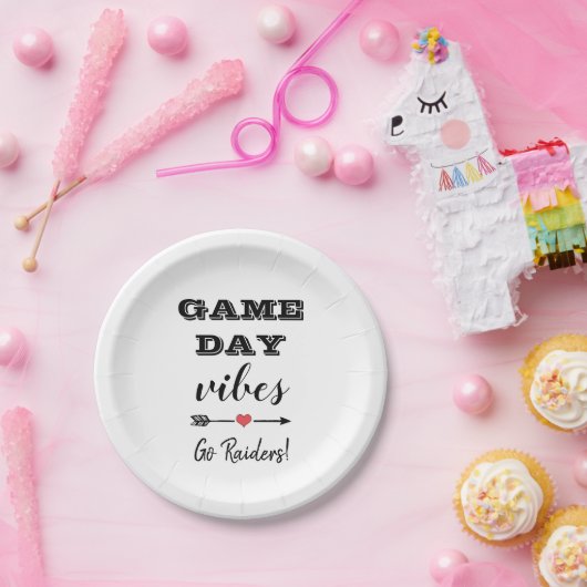 Assiettes En Carton Vibes du Jour de l'équipe Coeur Texte personnalisé (Fête)