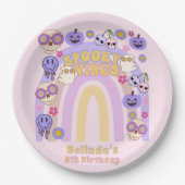 Assiettes En Carton Vibes Éffrayantes mignonnes Fantôme Super Hallowee (Devant)